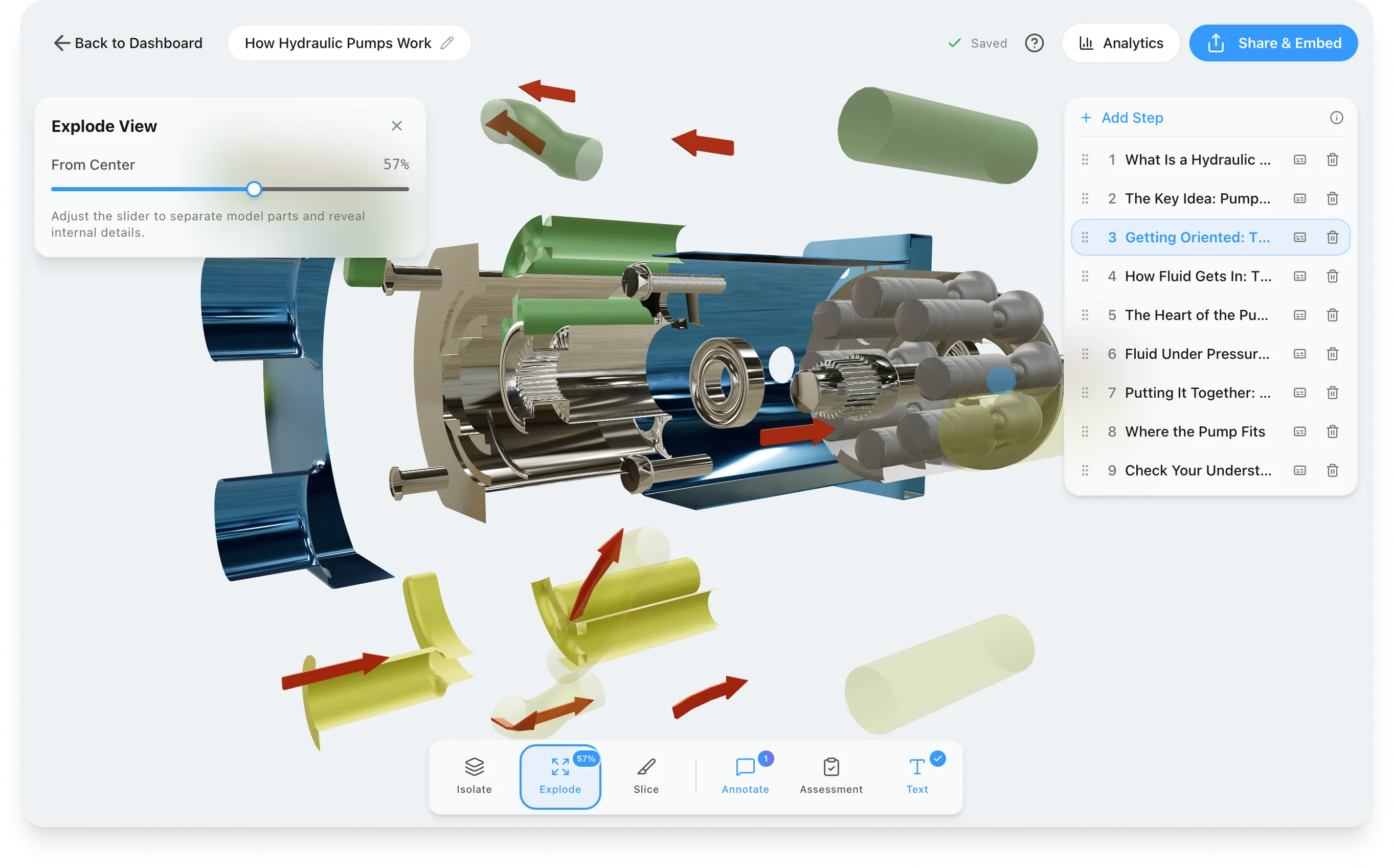Exploded view of a 3D model